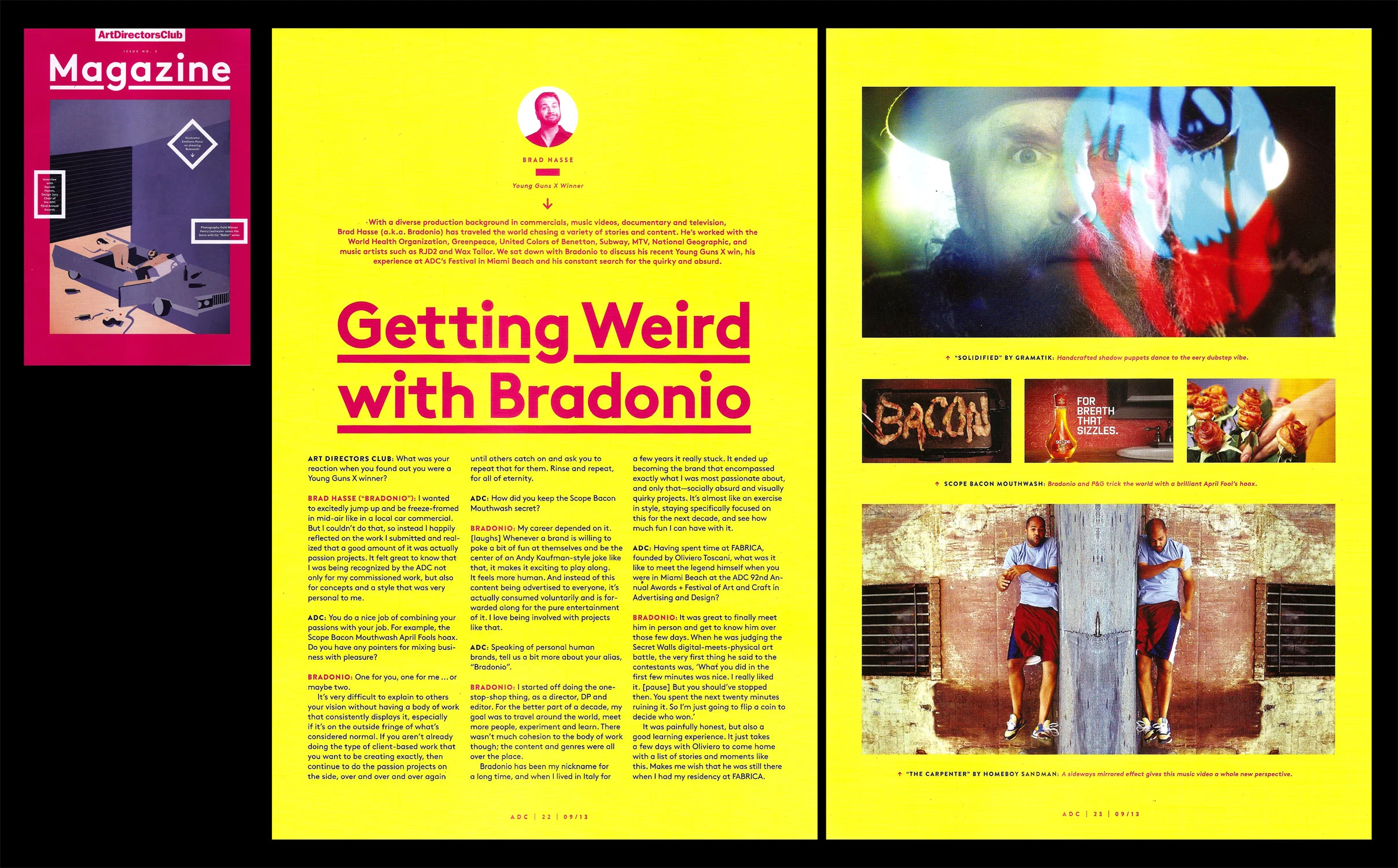 ADC Magazine spread, “Getting Weird with Bradonio”